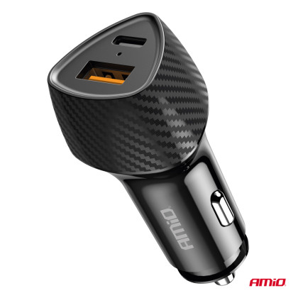 Nabíječka do auta QC+PD 38W USB-A + USB-C AMiO-04283