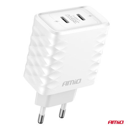 Síťová nabíječka Quick Charger 35W 2xUSB-C AMiO-04288