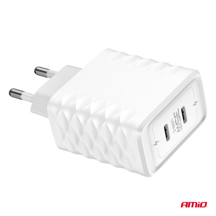 Síťová nabíječka Quick Charger 35W 2xUSB-C AMiO-04288