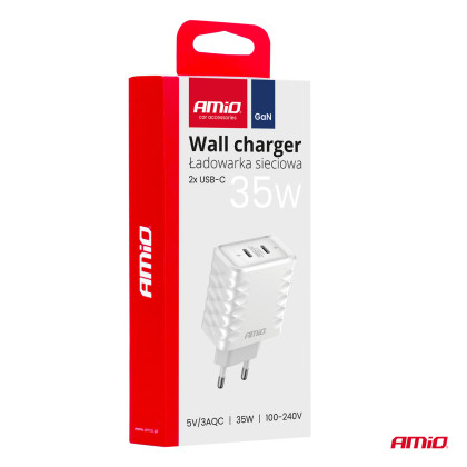 Síťová nabíječka Quick Charger 35W 2xUSB-C AMiO-04288