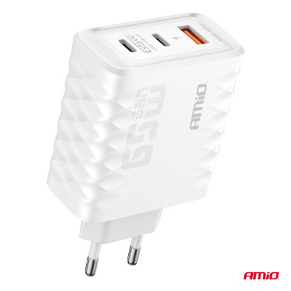 Síťová nabíječka Quick Charge 65W USB-A + 2xUSB-C AMiO-04289