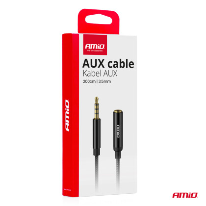 Prodlužovací kabel AUX Mini Jack 3,5 mm samec na 3,5 mm samice 2 m AMiO-04296