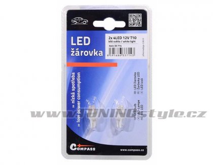 Žárovka 4LED 12V  T10  bílá  2ks