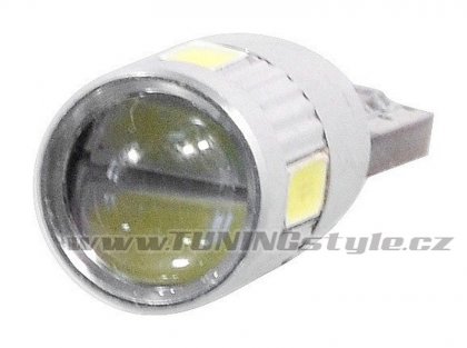 Žárovka 6 SMD LED 12V T10 s rezistorem CAN-BUS ready bílá