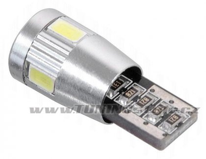 Žárovka 6 SMD LED 12V T10 s rezistorem CAN-BUS ready bílá