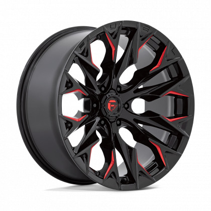 Alloy wheel D823 Flame Gloss Black Milled W/ Candy RED Fuel