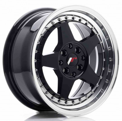 JR Wheels JR6 16x7 ET25 4x100/108 Glossy Black w/Machined Lip