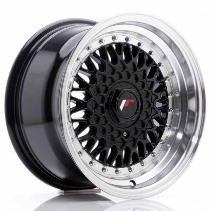 JR Wheels JR9 15x8 ET20 4x100/108 Gloss Black w/Machined Lip