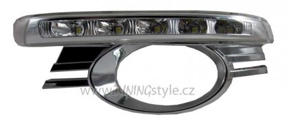 LED denní světla RL s chrom mřížkou pro mlhovku Mercedes-Benz W204 07-10