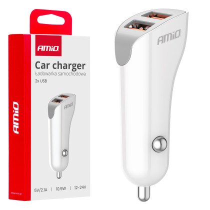 Nabíječka do auta 2x USB-A 2.1A 12/24V AMiO-03874