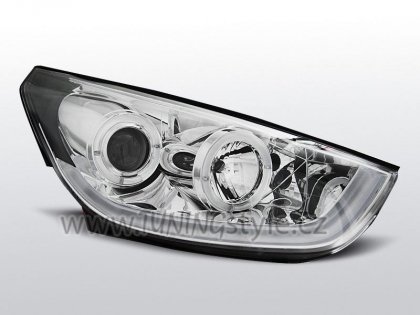 Přední světla angel eyes a LED TubeLights Hyundai Tucson/ix35 10- chrom