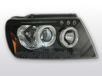 Přední světla angel eyes - Chrysler Jeep Grand Cherokee 99-05 černá