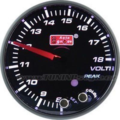 Přídavný budík AUTO GAUGE PK 60mm 10 COLOR - voltmetr