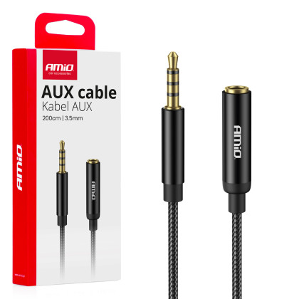 Prodlužovací kabel AUX Mini Jack 3,5 mm samec na 3,5 mm samice 2 m AMiO-04296