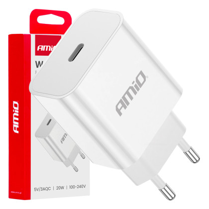 Síťová nabíječka USB-C 20W Quick Charge 230V AMIO-03891