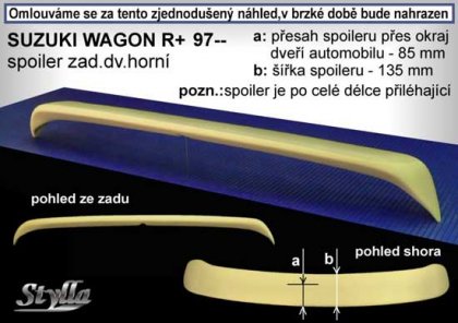 Spoiler zadní dveří horní, křídlo Stylla Suzuki Wagon R+ 97-