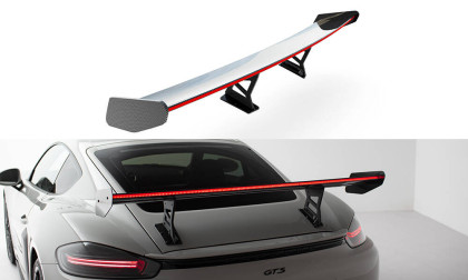 Zadní spoiler křídlo + LED V.1 Porsche 718 Cayman 982c carbon - spodní úchycení