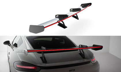 Zadní spoiler křídlo + LED V.2 Porsche 718 Cayman 982c carbon - horní úchycení